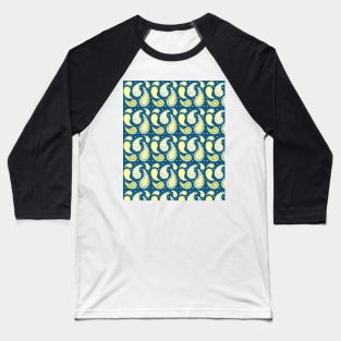 Blue yellow paisley Baseball T-Shirt